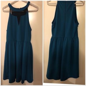 Teal green and black dress